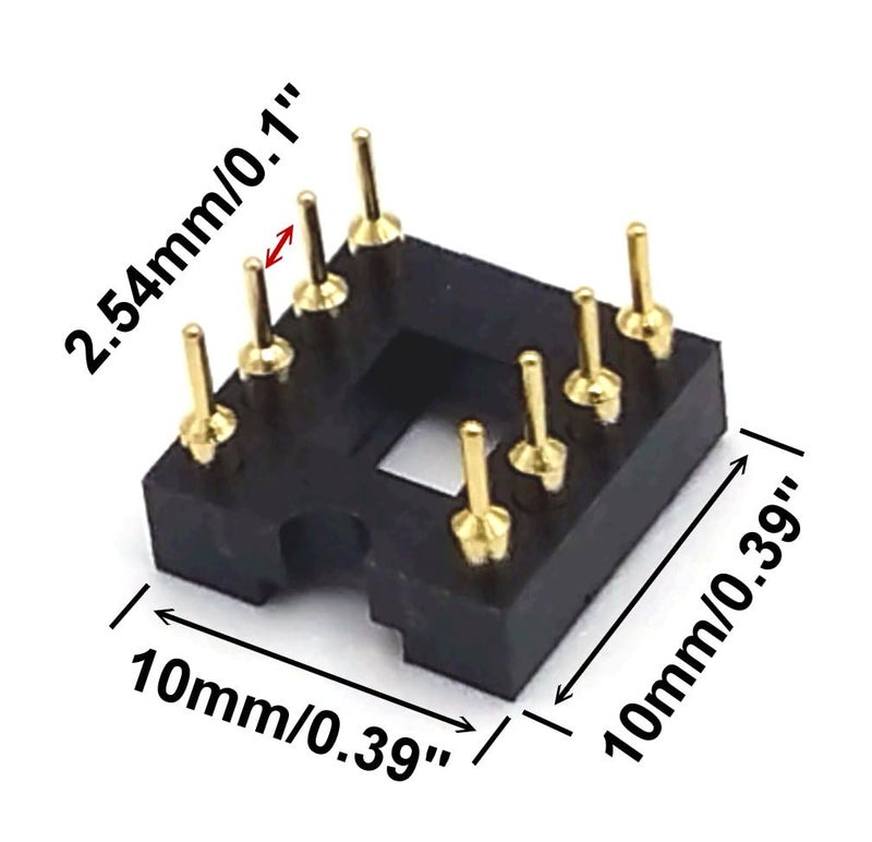 ArduEZtw Gold-Plated 20 pcs DIP-8 IC Round Hole Socket Adaptor 2.54mm Pitch 7.6 Row Pitch 2 Row 8 Round Pins Soldering (DIP-8 pins) - Image 3